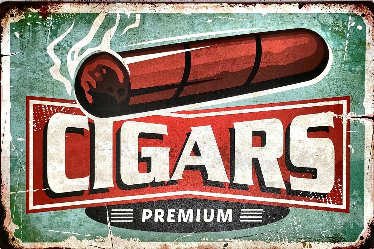 ブリキ看板 CIGARS 121 メタルプレート DIY インテリア たばこ シガー アメリカン雑貨 レトロ風 世田谷ベース おしゃれ