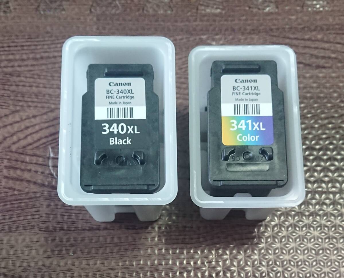 Canon キヤノン 純正 インクカートリッジ BC-340XL ブラック 黒 BC-341XL 3色カラー 2個セット 使用済み Black color