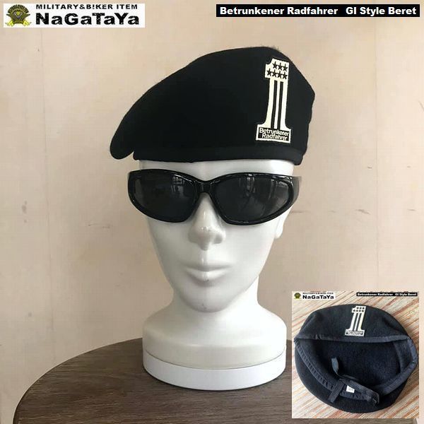 GIスタイル NO1 バイカー ベレー帽 ブラック 黒 ウール素材 7.1/2 Lサイズ 約58～60cm ベェトォンナ ラドファ モーターサイクル