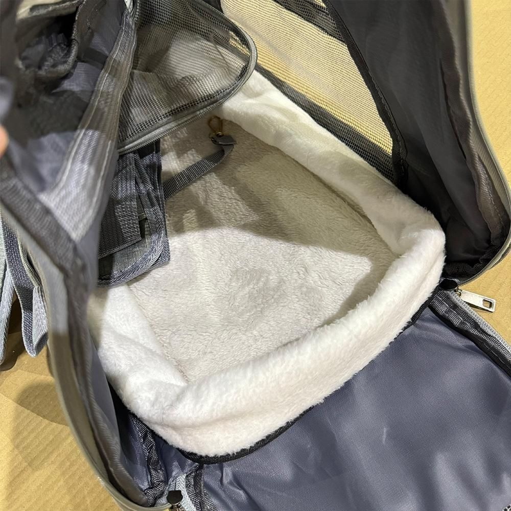 ペットキャリーバッグ 折りたたみ グレー 軽量 犬貓兼用 ショルダー マット付き 旅行 通院 ソフト 人気 送料無料