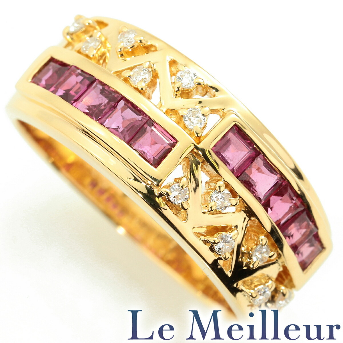 リング 指輪 ルビー 0.94ct ダイヤモンド K18 13號 中古 プレラブド 返品OK