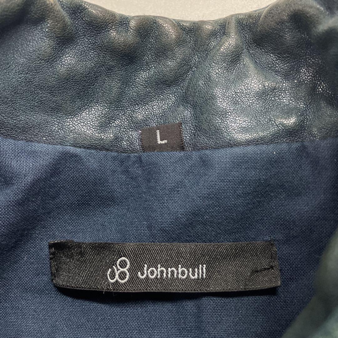 Johnbull シングル ライダースジャケット レザー ブルー メンズL