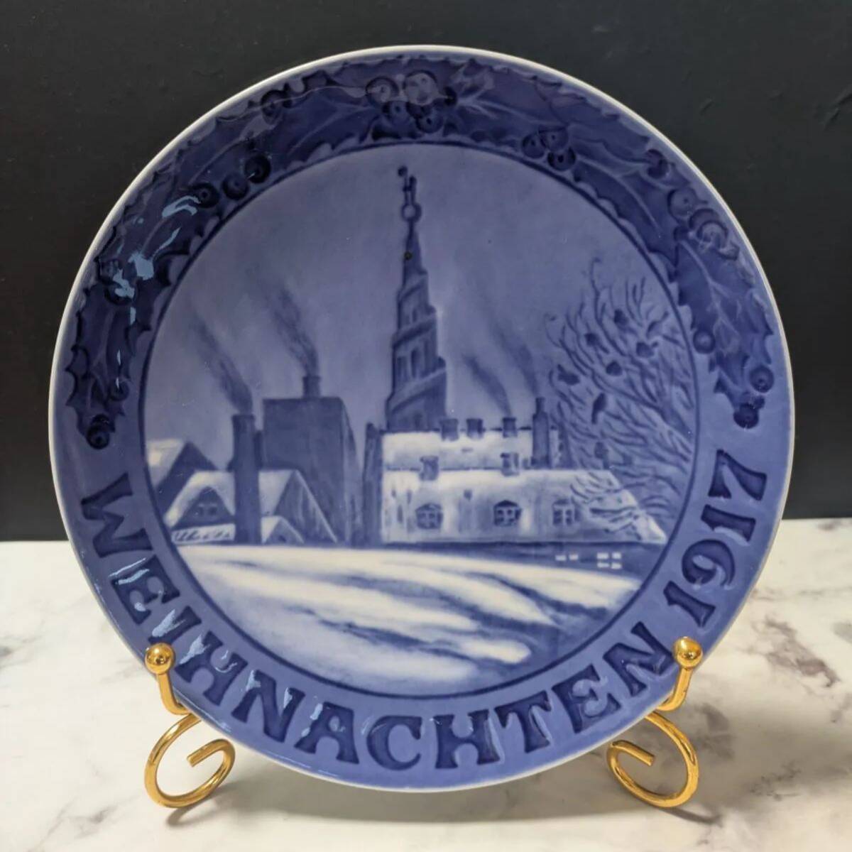  немецкий язык Royal Copenhagen year plate 1917 год античный снят с производства Copen - -gen. спаситель ... . античный 1 класса товар фарфор 