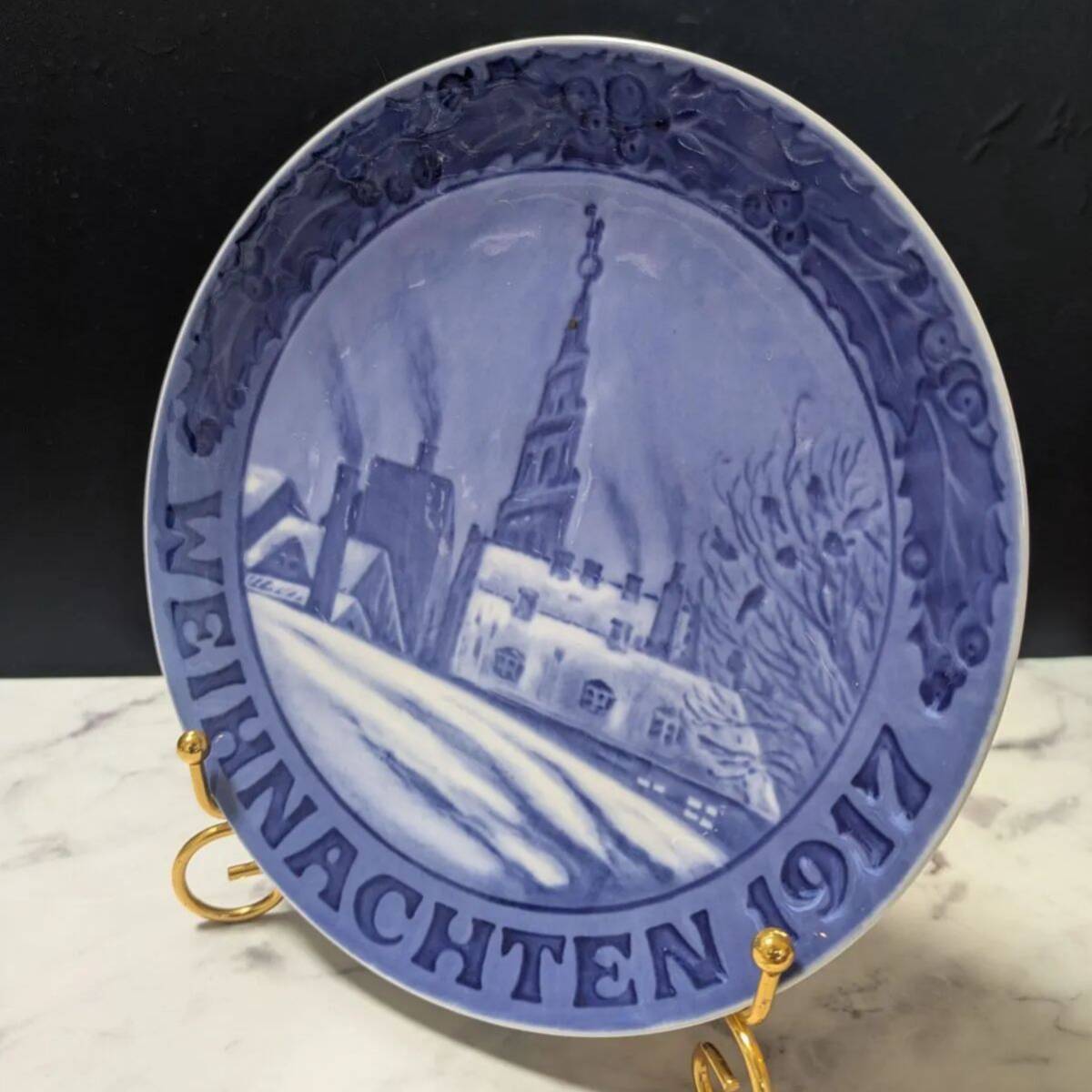  немецкий язык Royal Copenhagen year plate 1917 год античный снят с производства Copen - -gen. спаситель ... . античный 1 класса товар фарфор 