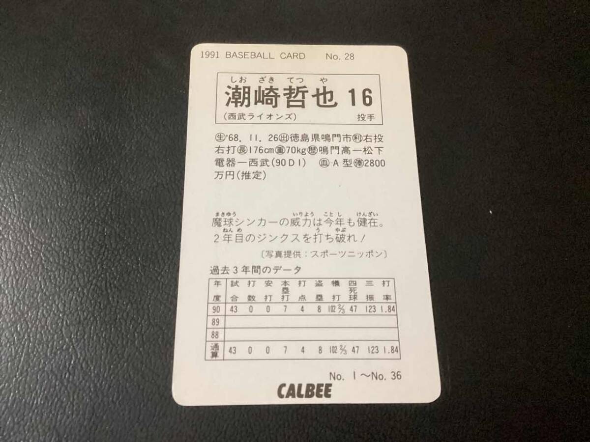 良品　カルビー91年　潮崎（西武）No.28　プロ野球カード