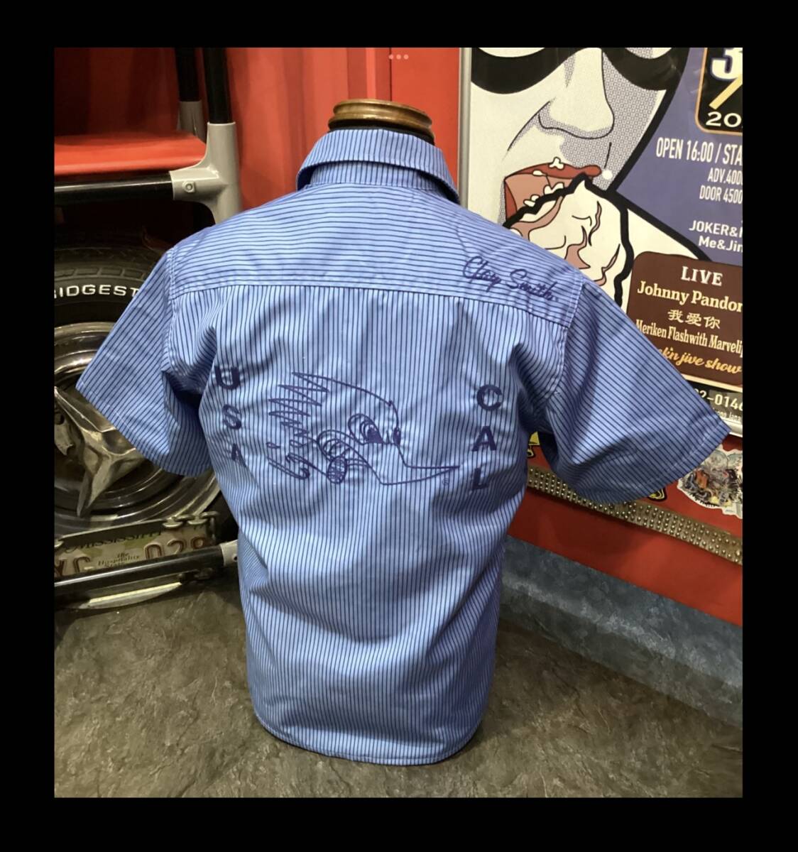 クレイスミス★新品★5054★シャツ【M size】青★ヒッコリー★CSY-5054★オリオンエース★ムーンアイズ★大坂★アメリカンロングリバー55