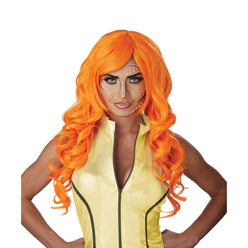  длинный парик, парик orange для взрослых POP ART SUPERHERO WIG костюмированная игра 