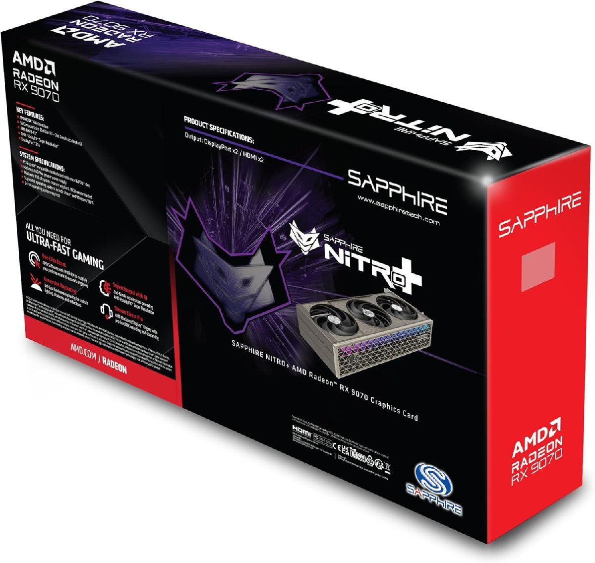 【新品】【即納】【代引き不可】 SAPPHIRE NITRO+ Radeon RX 9070 GAMING OC 16GB グラフィックスボード 11349-01-20G VD8986_画像2