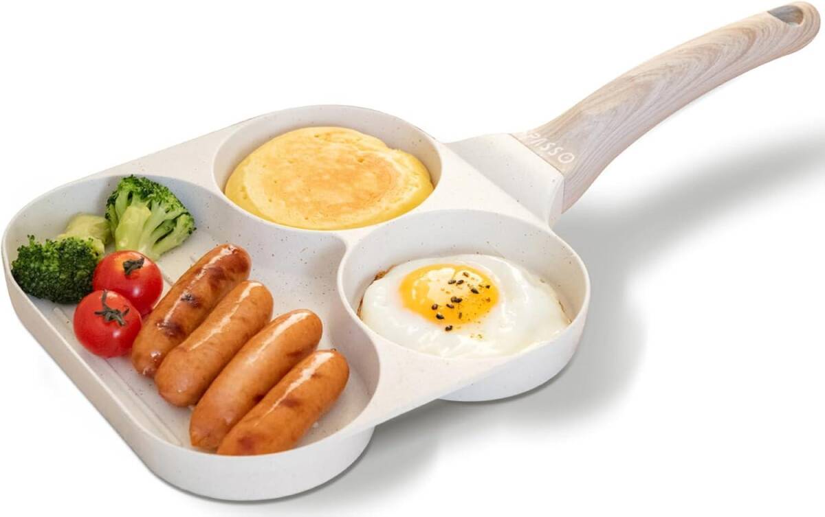 フライパン IHコンロ ガス 卵焼き フライパン 3in1 3つ穴円形 卵焼き器 フライパン 目玉焼き 同時調