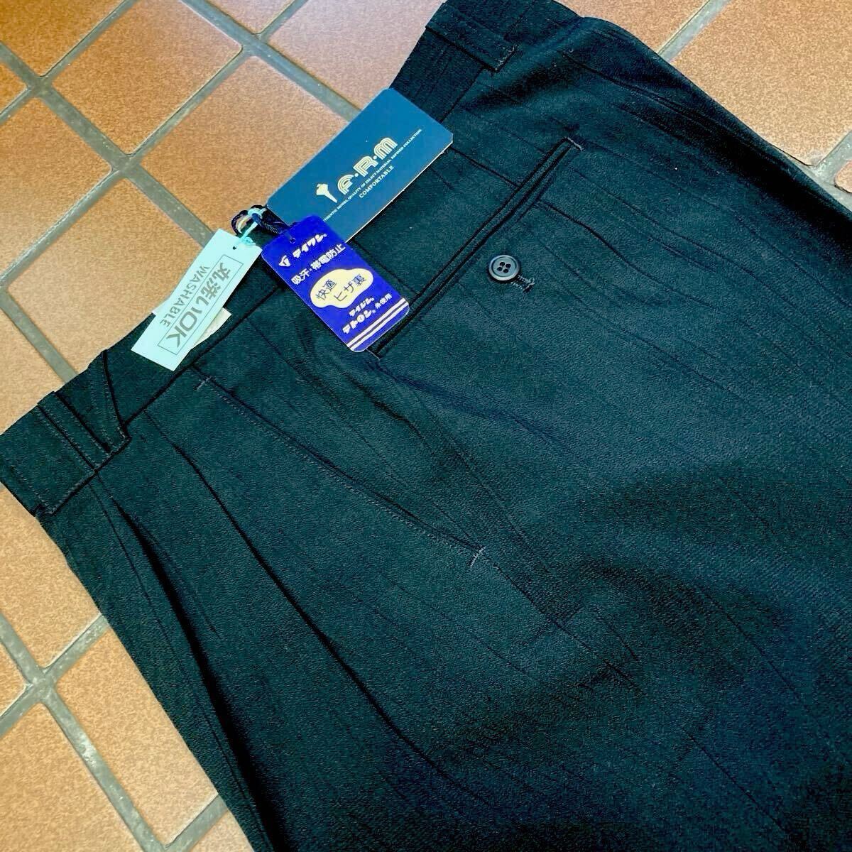 ｛新品｝前ループがオシャレなパンツ ビジネス カジュアル ゴルフ スラックス サイズ 88cm 2タック 吸汗帯電防止 丸洗いOK ブラック 楊柳_画像1