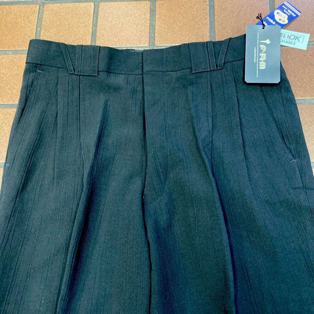 ｛新品｝前ループがオシャレなパンツ ビジネス カジュアル ゴルフ スラックス サイズ 88cm 2タック 吸汗帯電防止 丸洗いOK ブラック 楊柳_画像7