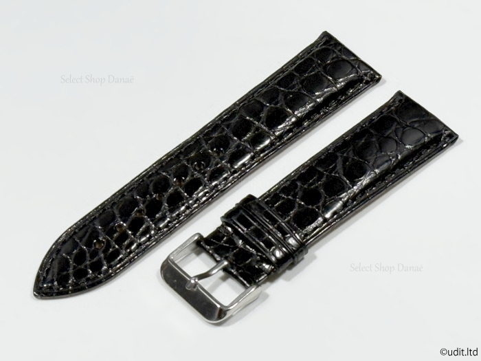 本物 クロコダイル革 ラグ幅22mm 腕時計ベルト ブラック 本革 レザーベルト メンズ レディース 高級 時計用バンド ワニ革