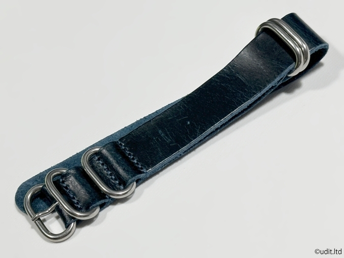 ラグ幅20mm 本革NATOベルト ストラップ ブルー 青 レザーベルト 腕時計(jì)ベルト 時計(jì)用バンド RNB 