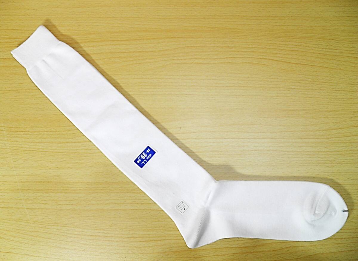 【レッグウェア★未使用品】平編み◆白 ハイソックス◆大寸◆28-30cm◆45cm丈◆BIGサイズ