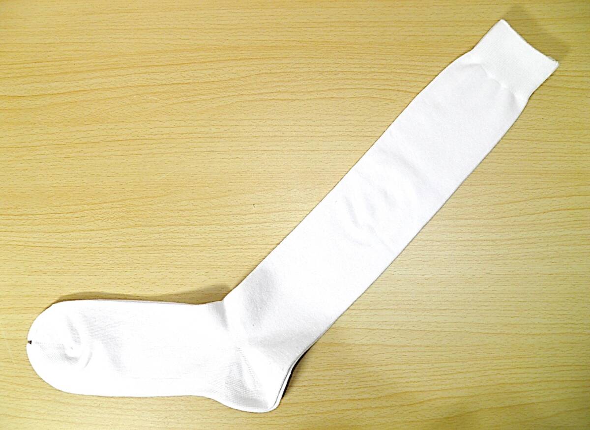【レッグウェア★未使用品】平編み◆白 ハイソックス◆大寸◆28-30cm◆45cm丈◆BIGサイズ