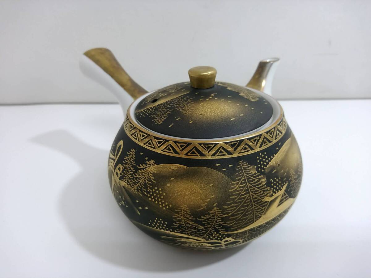 初だし】九谷焼 九谷雪山 造 蓋付茶器揃/横手急須/蓋付き湯呑×5 初だし】九谷焼 九谷雪山 造 蓋付茶器揃/横手急須/蓋付き湯呑×5