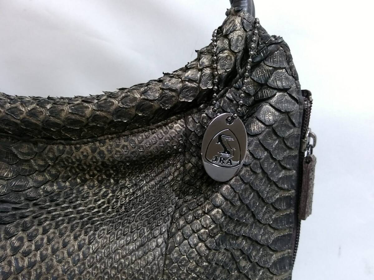 美品】JRA証付き 本革パイソンレザー ハンドバッグ/約31×41×12cm 美品】JRA証付き 本革パイソンレザー ハンドバッグ/約31×41×12cm