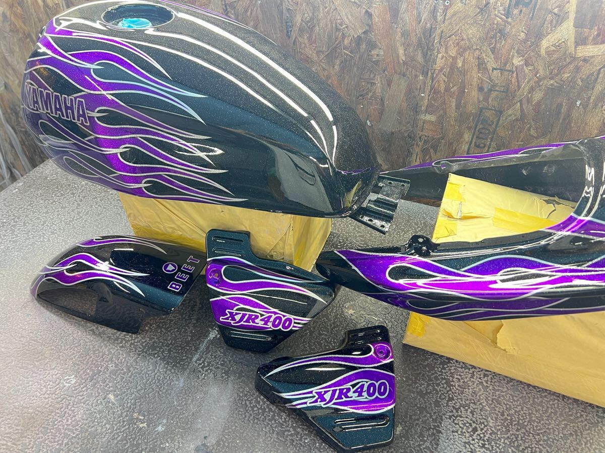 XJR400 4HM 外装セット ファイヤーパターン 黒 紫ラメ 7色ラメ 1 XJR400 4HM 外装セット ファイヤーパターン 黒 紫ラメ 7色ラメ 1