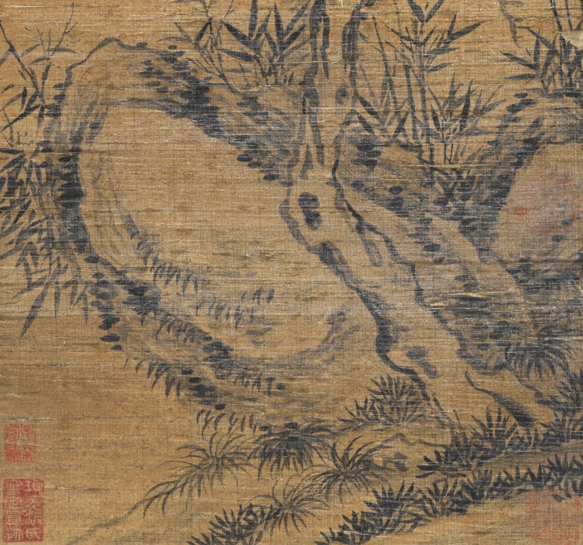 安】中国北宋時代画家「蘇軾書」絹本「竹石図」掛軸 中国画 墨寶 安】中国北宋時代画家「蘇軾書」絹本「竹石図」掛軸 中国画 墨寶