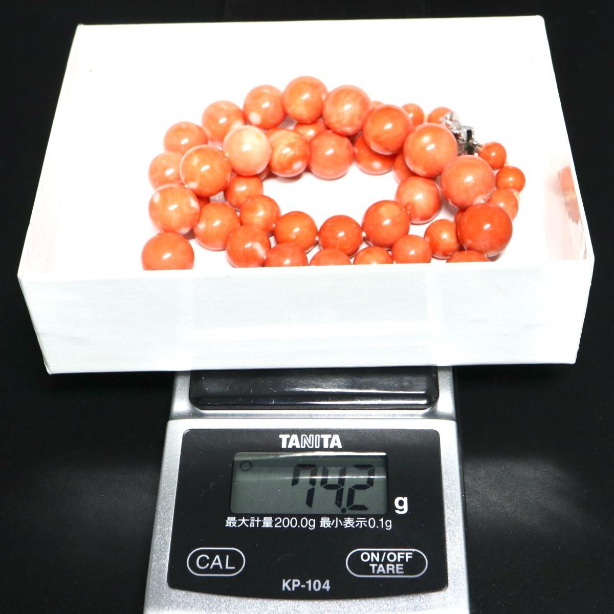 ▽天然本珊瑚ネックレス▽M 約74.2g 約51.0cm 約6.6-14.2mm珠 ▽天然本珊瑚ネックレス▽M 約74.2g 約51.0cm 約6.6-14.2mm珠