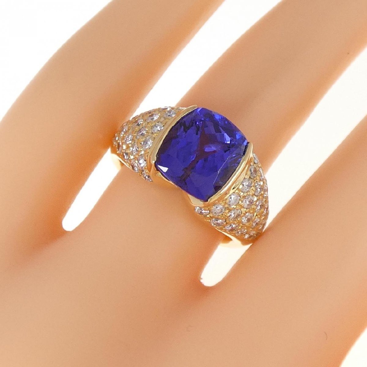 K18YG タンザナイト リング 4.442CT