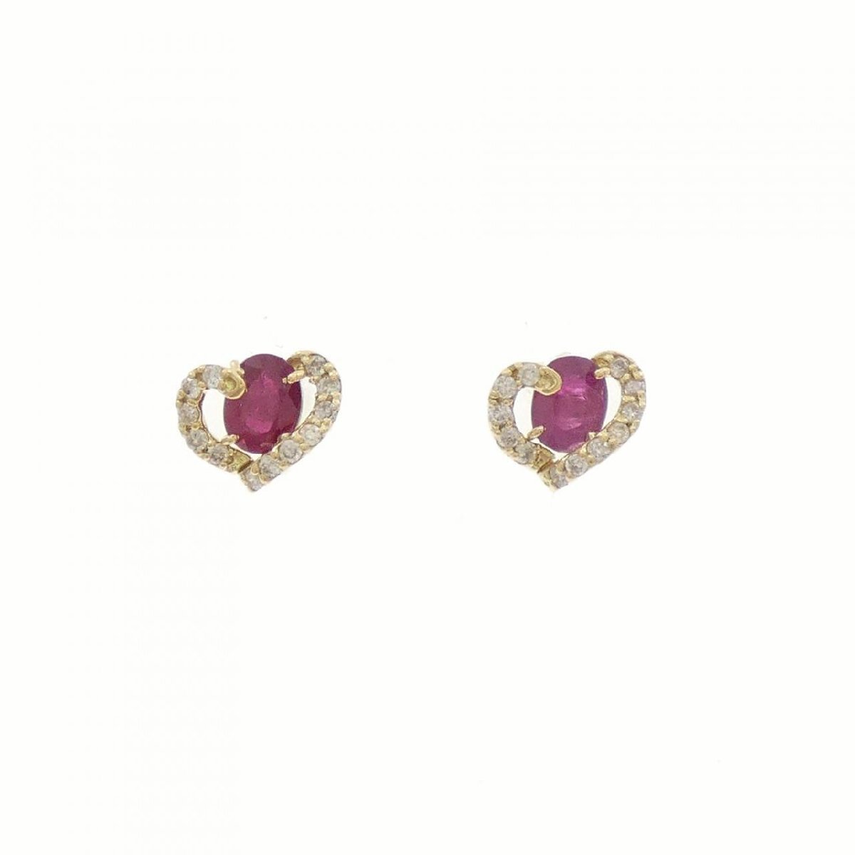 K18YG ハート ルビー ピアス 0.66CT
