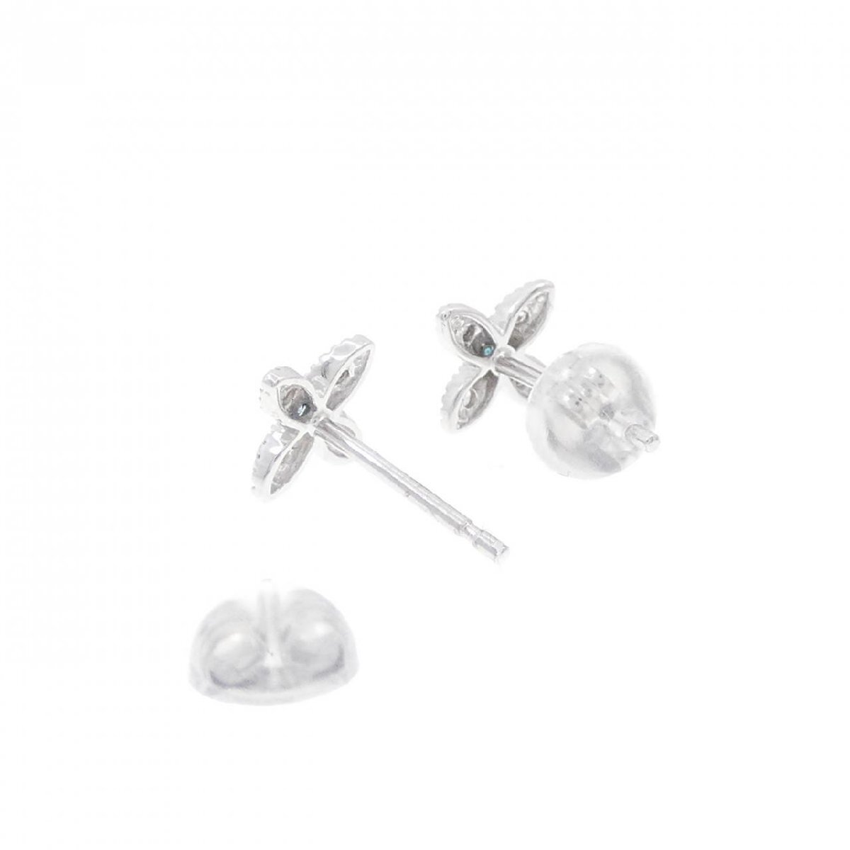 K18WG フラワー ダイヤモンド ピアス 0.1CT