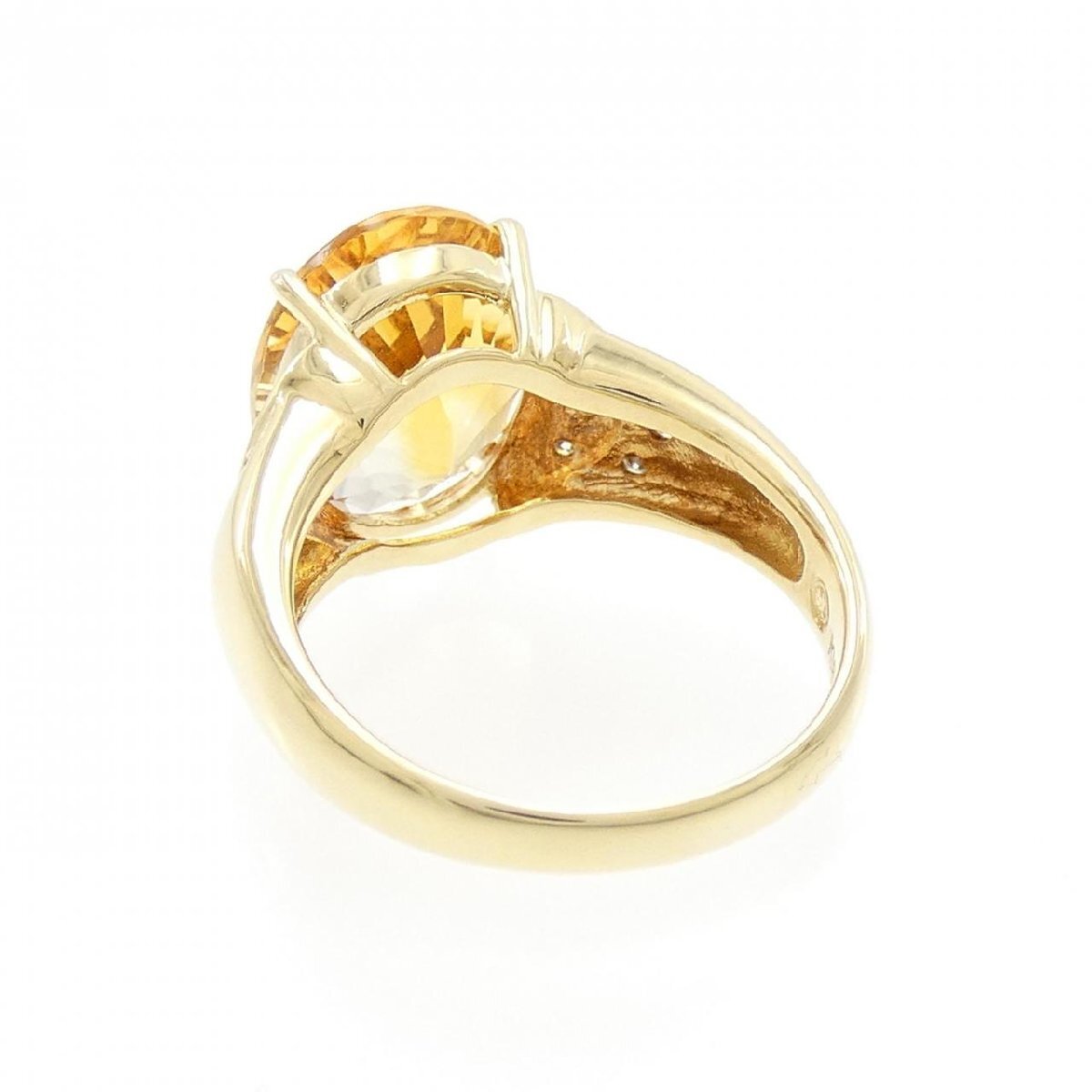 K18YG シトリン リング 3.98CT