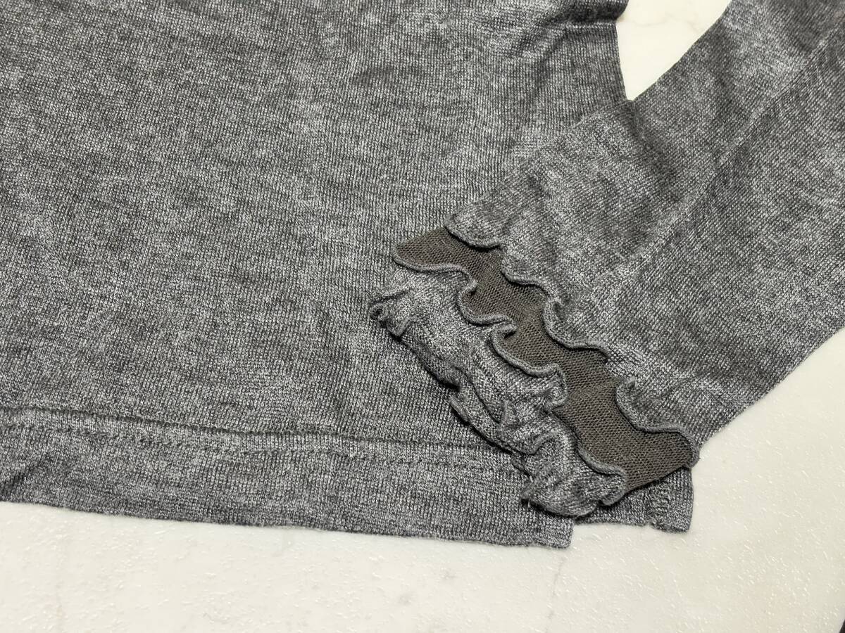 d3255◆serizawa セリザワ　スパンコール刺繍テンセルハイネックカットソーＭ-Lグレー_画像4