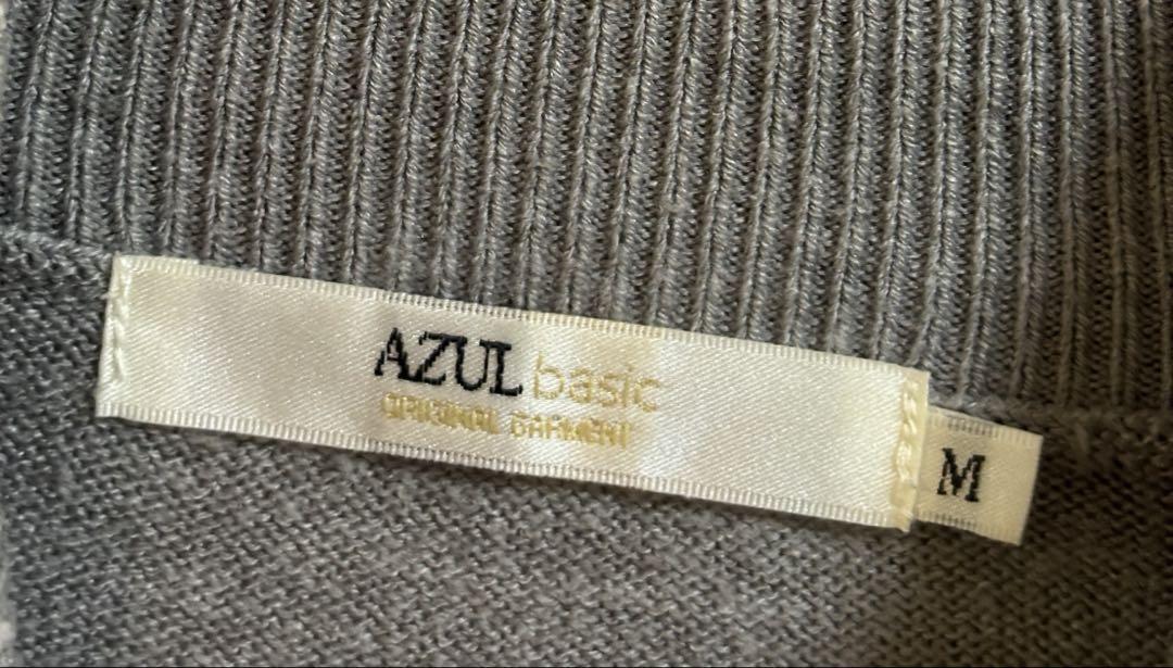 2704アズール【M】ストライプ　タートルネックニット バイカラー　美品_画像4