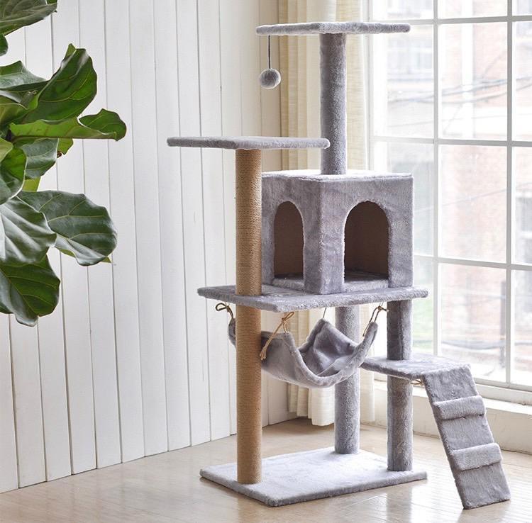 キャットタワー 据え置き型 爪とぎ ハンモック 遊び場 玩具 猫 動物 小型