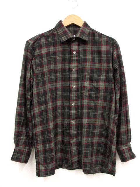 【Y】同梱OK ダックス DAKS チェック柄 ウール 長(zhǎng)袖シャツ M /A4