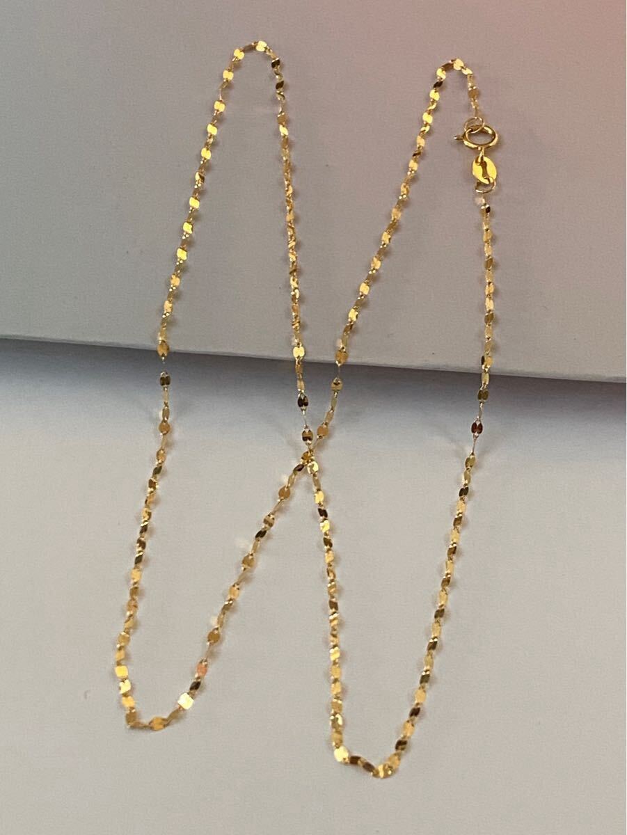 K18金ネックレス キラキラペタルチェーン k18YG 45cm AU750/刻印 K18金ネックレス キラキラペタルチェーン k18YG 45cm AU750/刻印