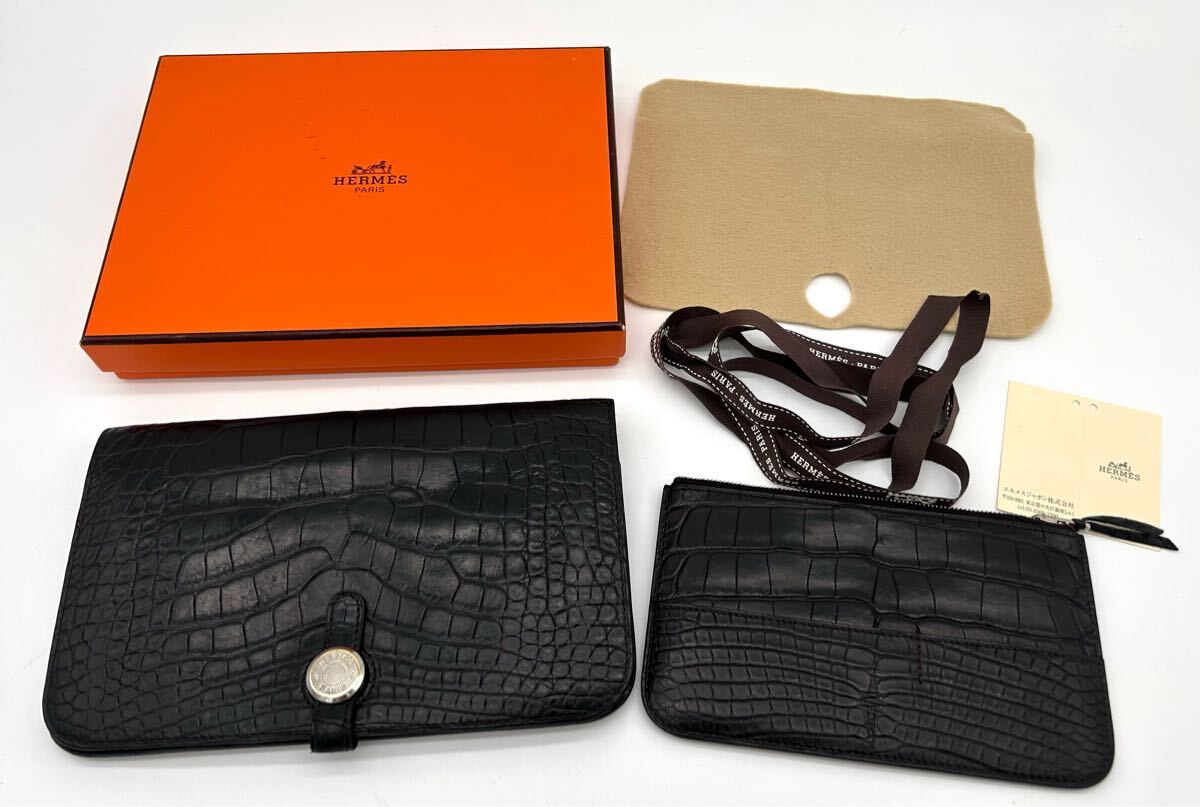 最終 エルメス HERMES クロコダイル ドゴン GM 二つ折り 長財布 最終 エルメス HERMES クロコダイル ドゴン GM 二つ折り 長財布