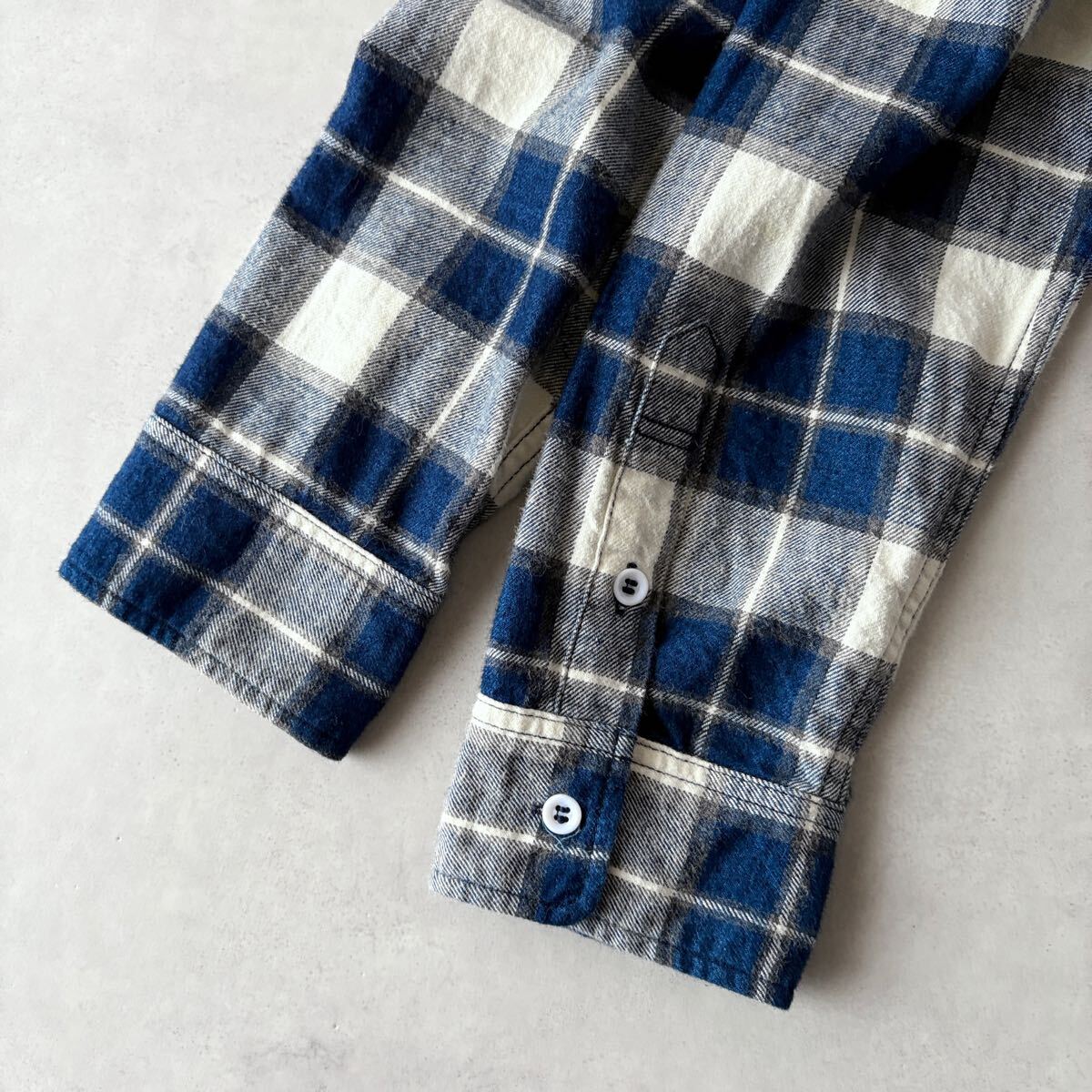 良品 GAIJIN MADE ガイジンメイド 日本製 INDIGO インディゴ チェック 綿 フランネル ボタンダウン シャツ メンズ(2) 外人公司 / a-269_画像6