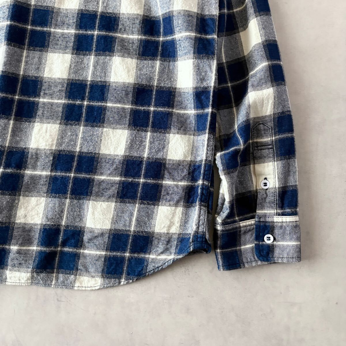 良品 GAIJIN MADE ガイジンメイド 日本製 INDIGO インディゴ チェック 綿 フランネル ボタンダウン シャツ メンズ(2) 外人公司 / a-269_画像9