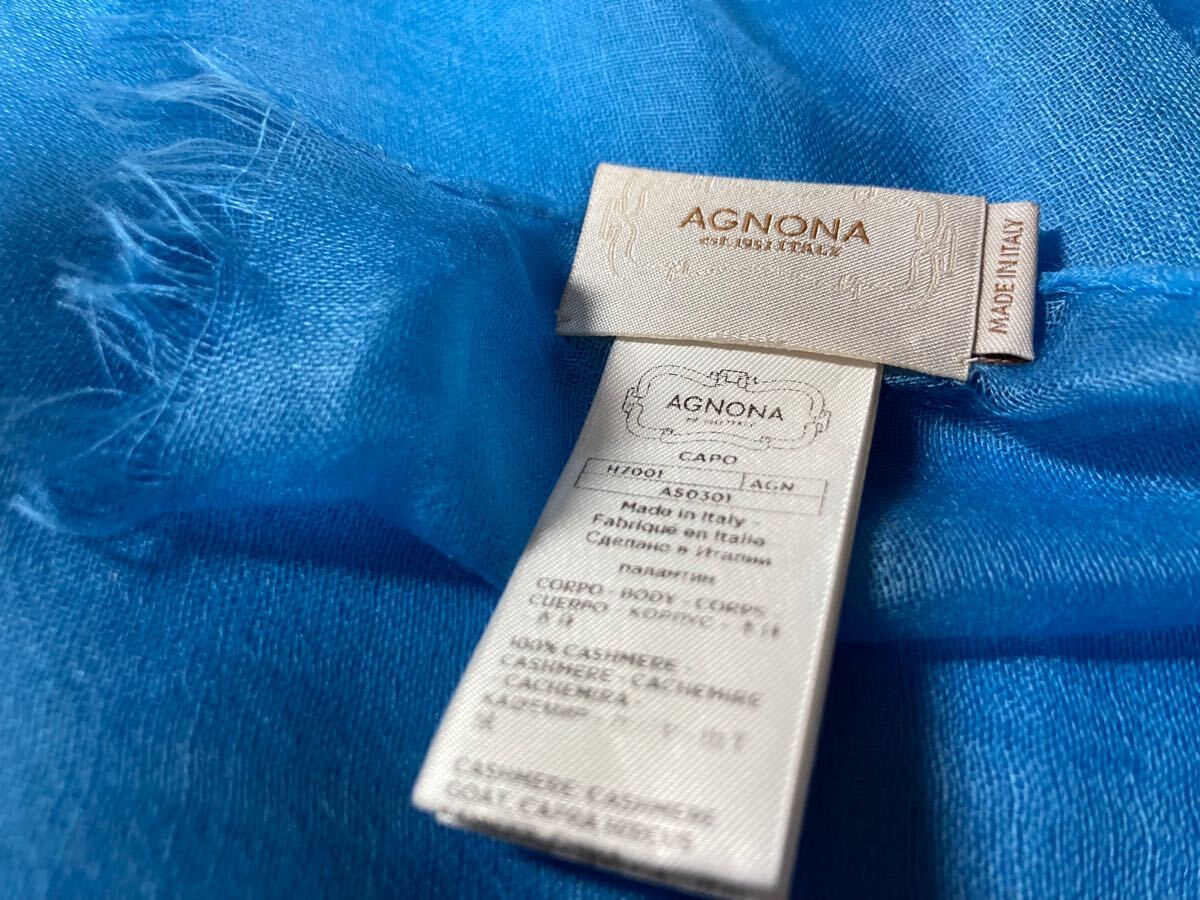 新品　アニオナ(伊)　カシミア１００％素材の春夏秋用ストール/スカーフ　２００×７０　ブルー　超軽量　逸品！　定価１３．２万円_画像6