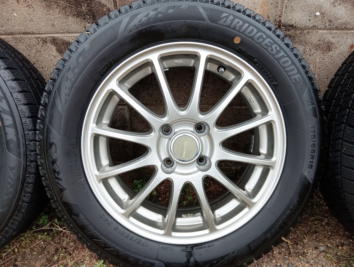 ECO FORME　15インチ 5.5J+45 PCD100 4穴 4本　タイヤ ブリヂストン　BLIZZAK　VRX3　175/65R15　2022年制 IW18-2
