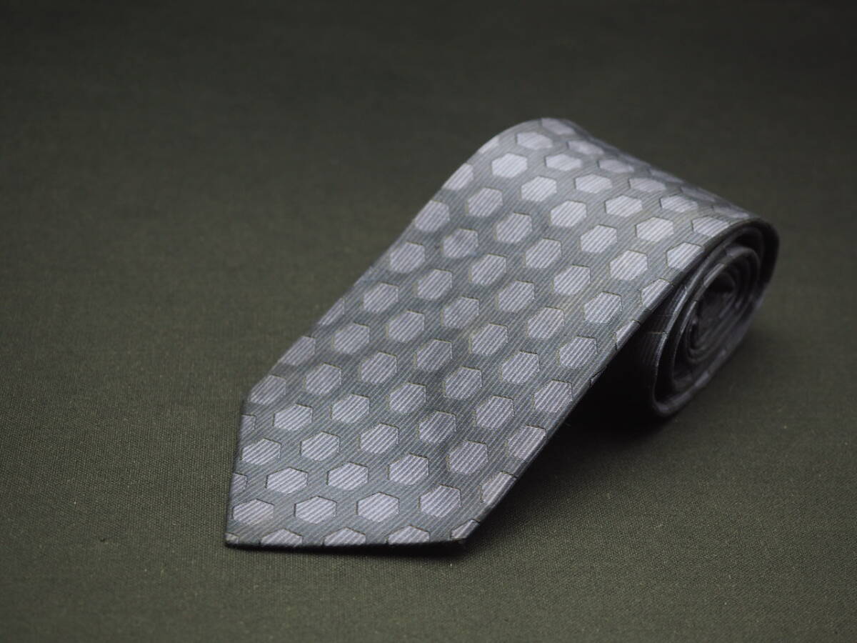 美品【GIANFRANCO FERRE ジャンフランコフェレ】 D1771 ネイビー系 SILK ブランド ネクタイ 古著 良品