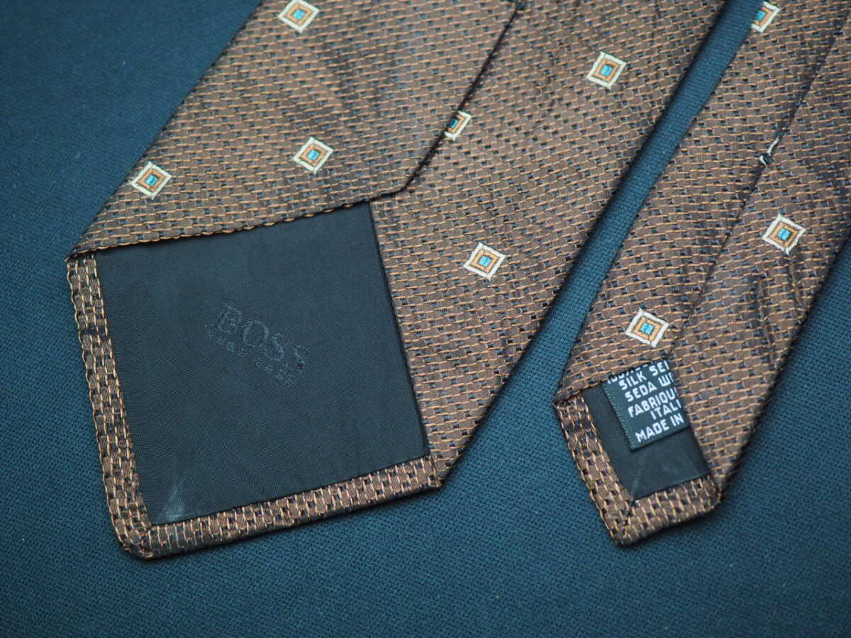 【HUGO BOSS ヒューゴ ボス】 D1951 ブラウン系 SILK ブランド ネクタイ 古着 良品_画像5