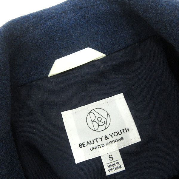 Q■ユナイテッドアローズ/UNITED ARROWS ウールピーコート■紺系【メンズS】MENS/114【中古】_画像3