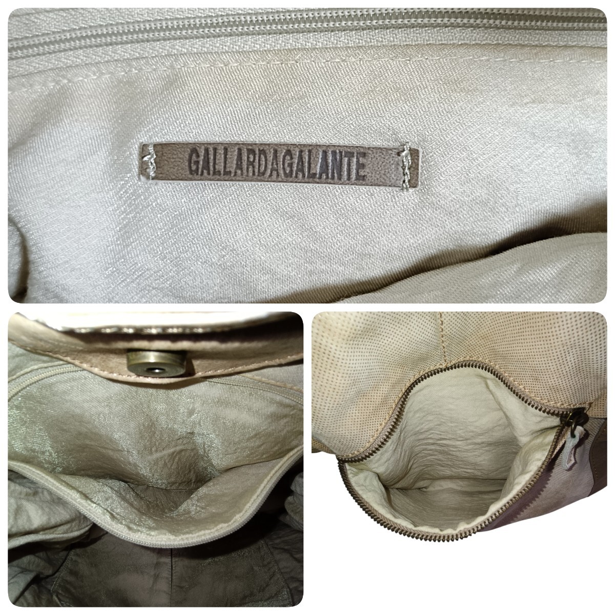 【美品】 正規(guī)品 ガリャルダガランテ ハンドバッグ 2way ショルダー付き 肩掛け GALLARDAGALANTE ベージュ ブラウン 茶色 男女兼用 かばん