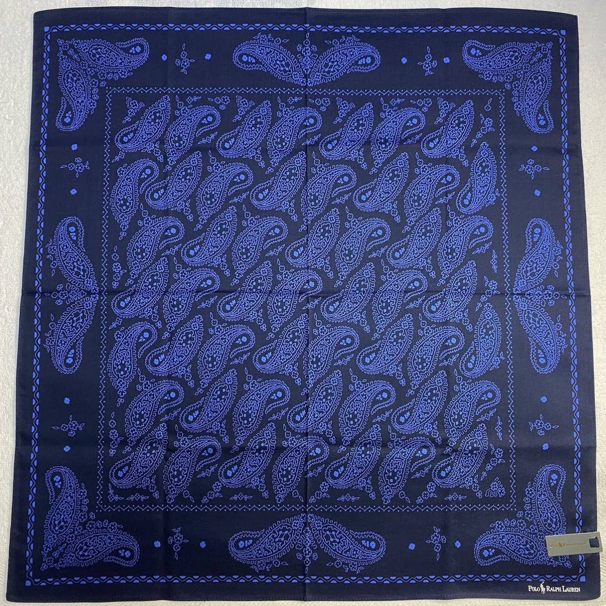 レア90sビンテージ!新品タグ付!柄雰囲気抜群!川辺日本製Polo Ralph Laurenラルフローレン ネイティブ ペイズリー総柄ハンカチ バンダナ約53