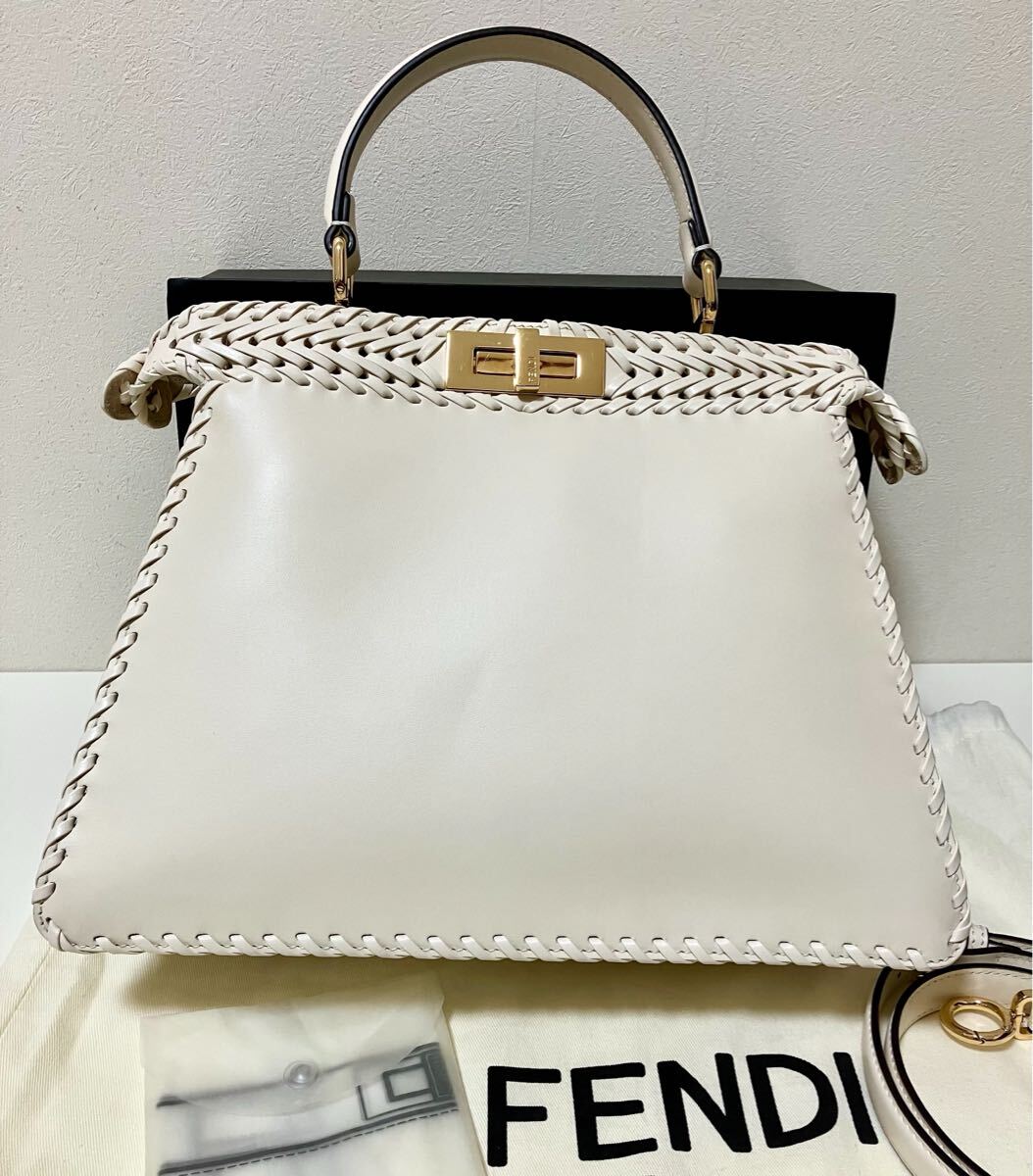 超美品★FENDI フェンディ ピーカブー アイシーユー ミディアム インターレース バッグ 正規(guī)品