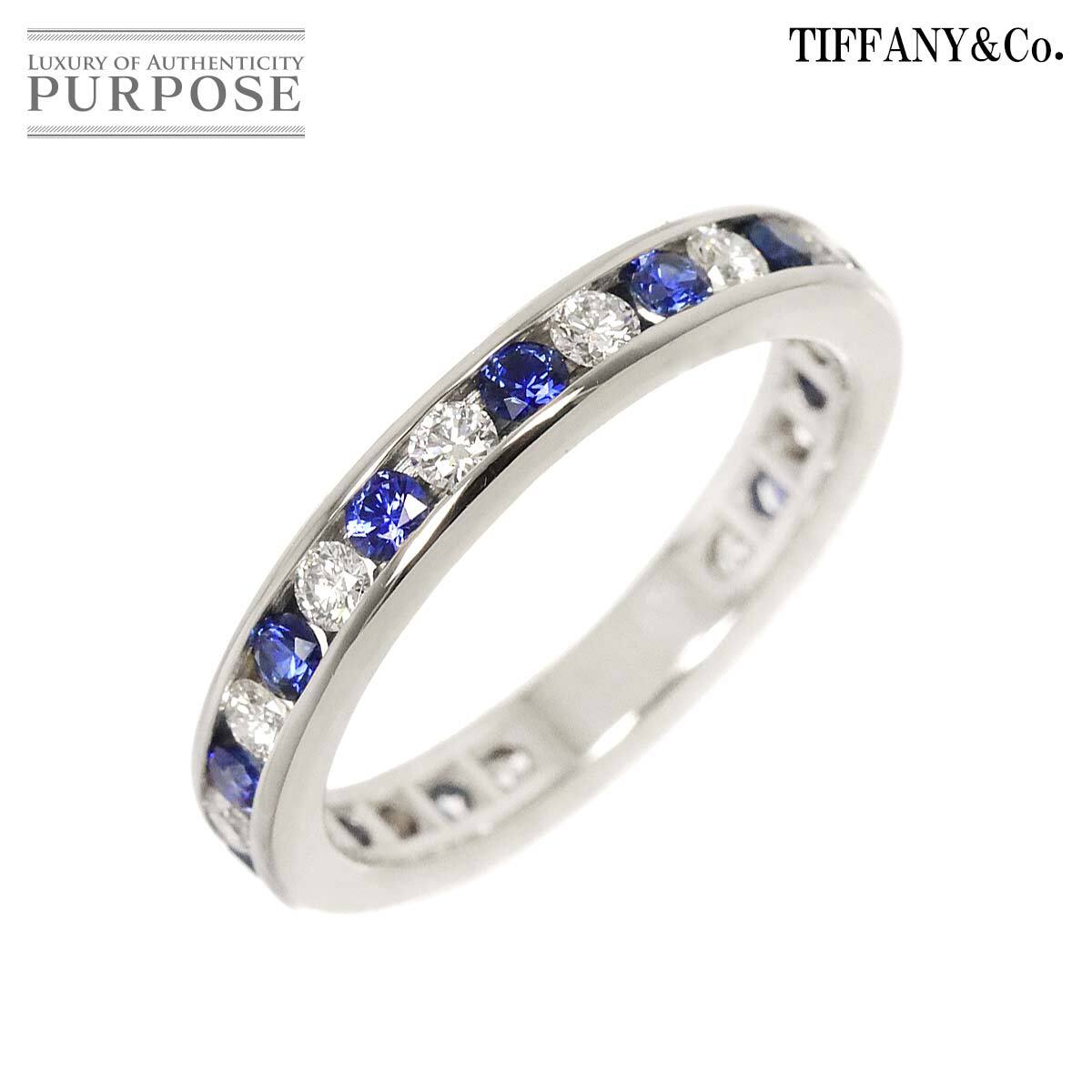 ティファニー TIFFANY&Co. 12.5号 リング サファイヤ フル サークル ダイヤ Pt プラチナ 指輪 Sapphire Ring 90265667