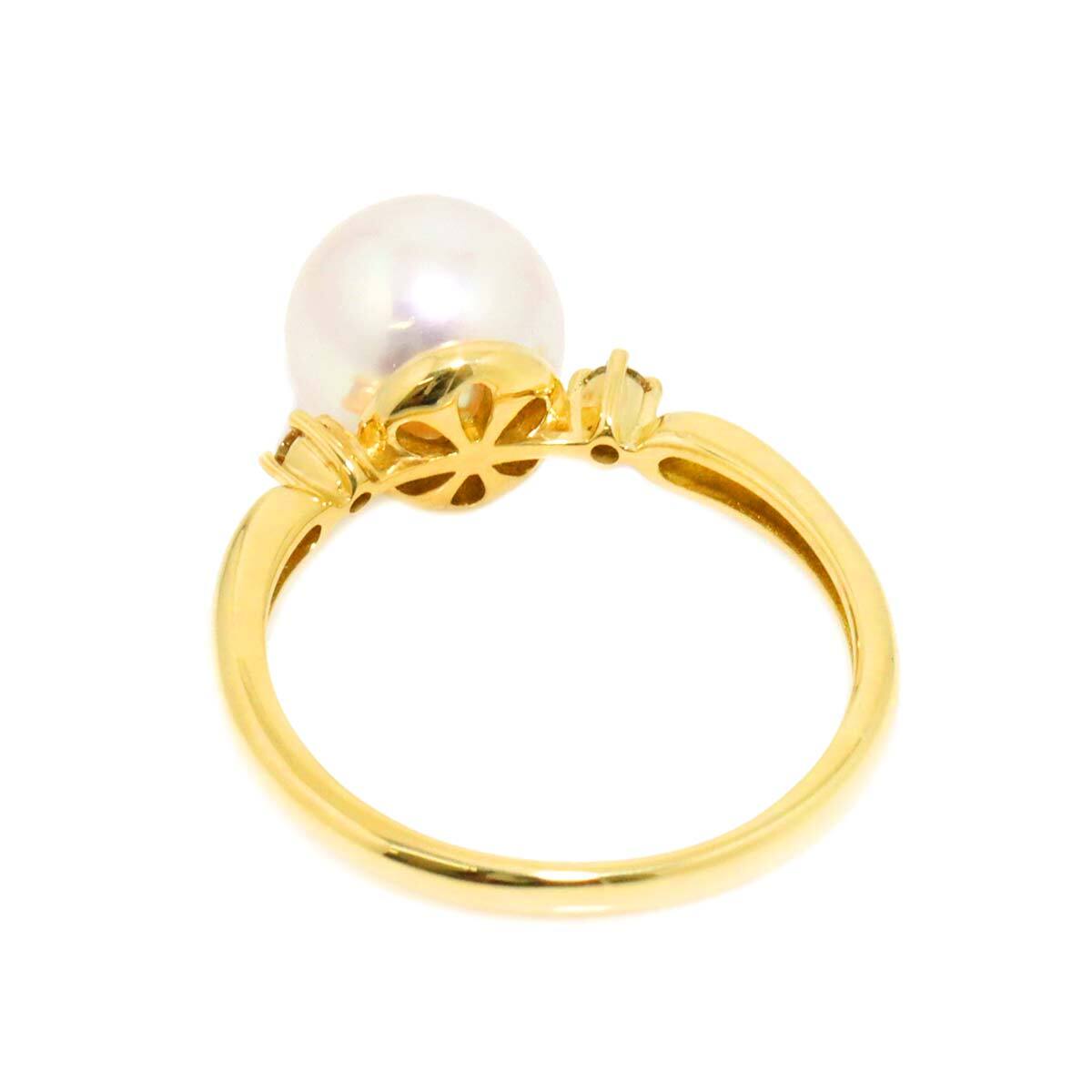 リング 15.5號 アコヤ真珠 8.8mm ダイヤ 0.07ct K18 YG イエローゴールド 750 パール 指輪 Ring 90273337