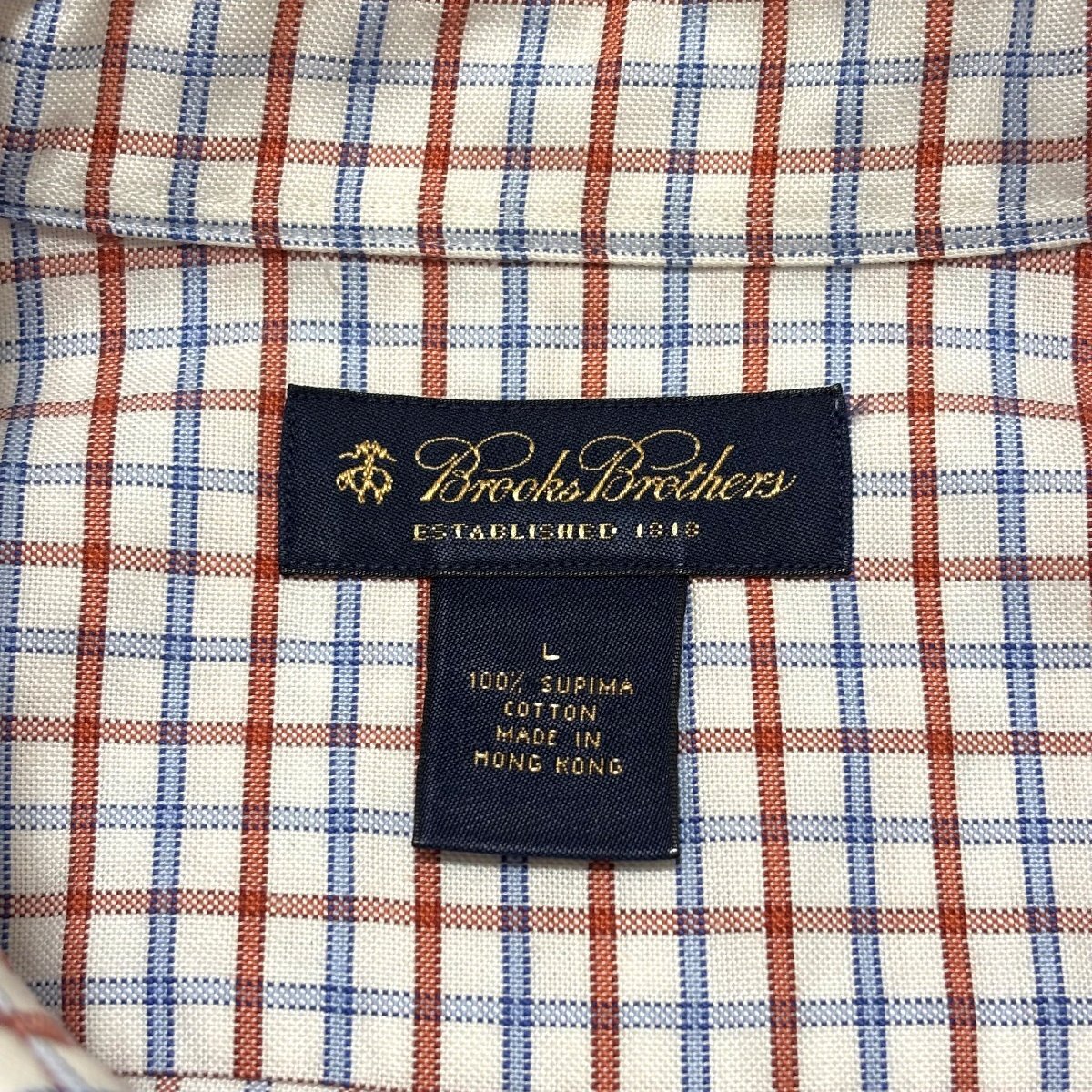 中古 ブルックスブラザーズ ESTABLISHED 1818 長袖 ボタンダウンシャツ クリーニング済み チェック柄 スーピマコットン メンズL
