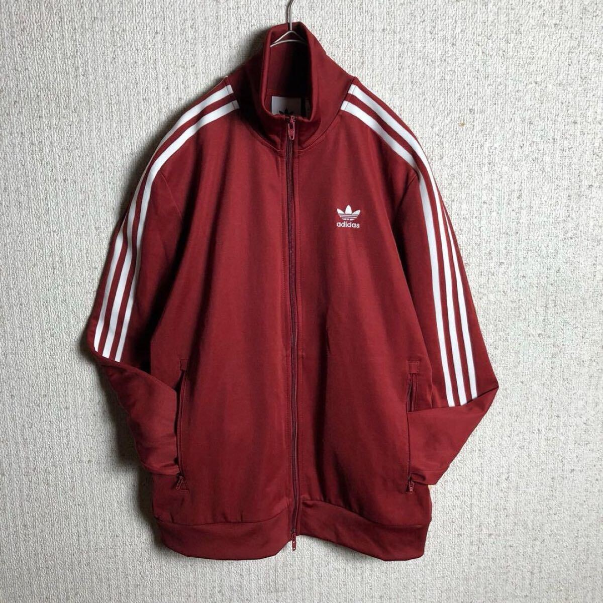 adidasベッケンバウアージャージ　L　ワインレッド　えんじ　赤