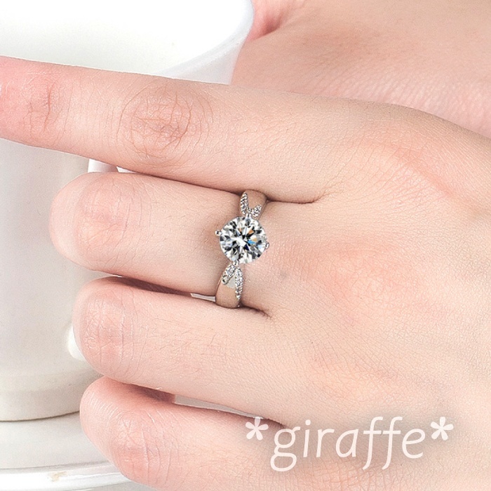 A875 匿名配送 指輪 レディース ジルコニア リング ４爪 大粒 s925 シルバー ２ct フリーサイズ サイズ調節可能 _画像2