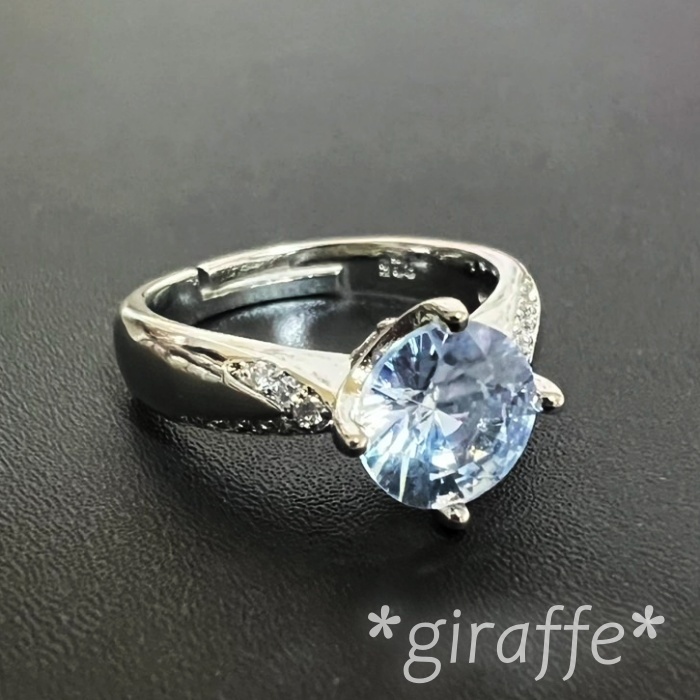 A875 匿名配送 指輪 レディース ジルコニア リング ４爪 大粒 s925 シルバー ２ct フリーサイズ サイズ調節可能 _画像1